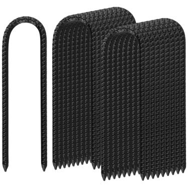 Imagem de LEXININ Estacas de vergalhão U, âncoras de metal de 20 cm, pacote com 20, pretas