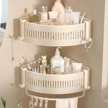 Imagem de Prateleira De Canto Para Chuveiro, Suporte De Canto Para Chuveiro, Prateleiras Para Chuveiro, Prateleiras Para Banheiro, Suporte De Canto Para Chuveiro, Organiz, Double Layer With Pole, One Size