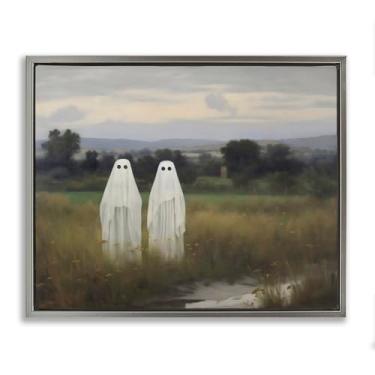 Imagem de Stupell Industries Ghost Duo in Field Black Framed Floater Canvas Wall Art, design by LSR Design Studio, 17 x 21