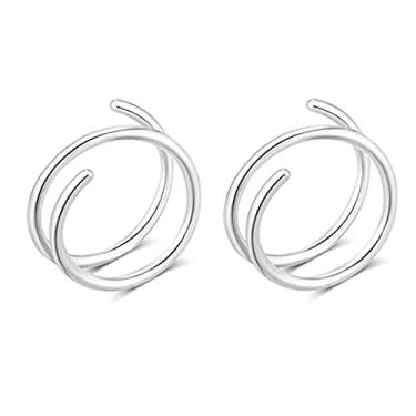 Imagem de Anel de nariz de argola dupla para piercing único, piercing de nariz em espiral, argolas de nariz duplo para mulheres, joias de piercing de narina de 8 mm 20 g, Aço inoxidável, Sem Pedra Preciosa