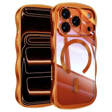 Imagem de aowner Capa transparente para iPhone 17 Pro, [compatível com MagSafe] [proteção total da câmera] linda moldura ondulada forma encaracolada feminina capa de telefone luxuosa à prova de choque para