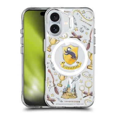 Imagem de Head Case Designs Capa protetora oficialmente licenciada por Harry Potter com ícones mágicos à prova de choque [proteção de grau militar] compatível com Apple iPhone 16 e compatível com MagSafe
