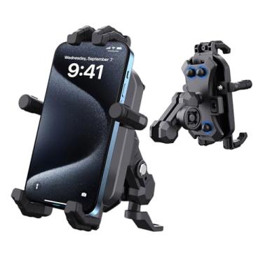 Imagem de Suporte de telefone para espelho retrovisor de motocicleta compatível com celular de 4,8 a 7 polegadas Rotatabe de 360° com amortecedor de vibração para motocicleta quadriciclo scooter ciclomotor