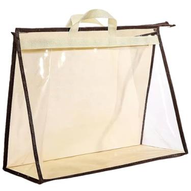 Imagem de Bolsa de armazenamento transparente de PVC, organizador de armário à prova de poeira para bolsas e carteiras, conjunto de 5 com alça e zíper