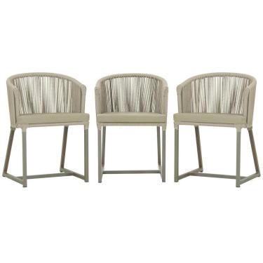 Imagem de 3 Cadeiras De Jantar Noronha Fendi Corda Náutica E7 Trama Rami