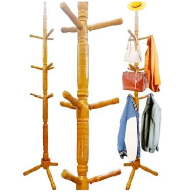 Imagem de Cabideiro Mancebo Piso Madeira C/9 Ganchos Organização - MK