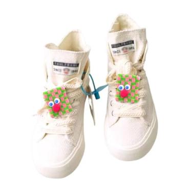 Imagem de Berloques de sapato com hastes de chenille para Crocs | Decorações coloridas de xadrez e coringa para tênis e slides | Acessórios de tamanco e sandália de pelúcia macia | Berloques divertidos de