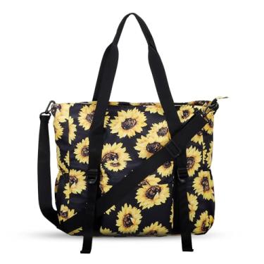 Imagem de XEYOU Bolsa de lona feminina grande transversal Hobo bolsa de ombro com bolsos com zíper, Girassóis