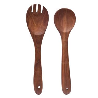 Imagem de LUCENTKART Conjunto de colheres de espátula de madeira para cozinhar e servir || Conjunto de utensílios de espátulas de madeira de teca para panelas antiaderentes e utensílios de cozinha (conjunto de