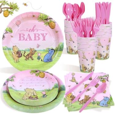Imagem de Conjunto clássico de 175 peças para decoração de chá de bebê Urso Ursinho Ursinho Ursinho Urso Ursinho de Bebê Conjunto de Talheres para Meninas