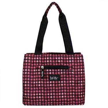 Imagem de Bolsa térmica Nicole Miller of New York com isolamento à prova d'água – Sacola de almoço de 28 cm (2754), Black/Pink Houndstooth