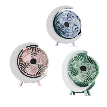 Imagem de Ventilador de Mesa com Luminária LED - Abajur Multifuncional Silencioso para Escritório, Quarto e Estudos
