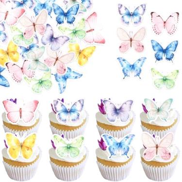 Imagem de 60 Pack Edible Butterfly Cupcake Toppers Pink Edible Wafer Paper Butterflies Cupcake Picks Decoartion for Butterfly Theme Baby Shower Wedding Birthday Party Cake Decorations Supplies