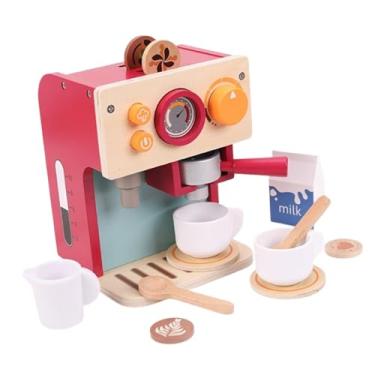 Imagem de oshhni Cafeteira de brinquedo para brincar de faz de conta, com xícaras, porta-copos e colheres. Conjunto educativo de acessórios de cozinha em madeira para