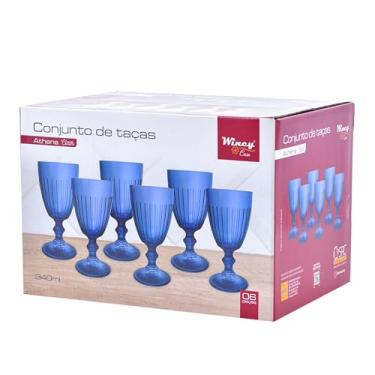 Imagem de Conjunto 6 Taças Athena Blue em Vidro Colorido - 340ml - Ideal para Água/Vinho