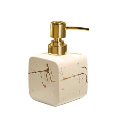 Imagem de Dispensador de sabão Pacote com 3 frascos de loção cerâmica luxo leve, dispensador sabonete e xampu para banheiro(Branco)