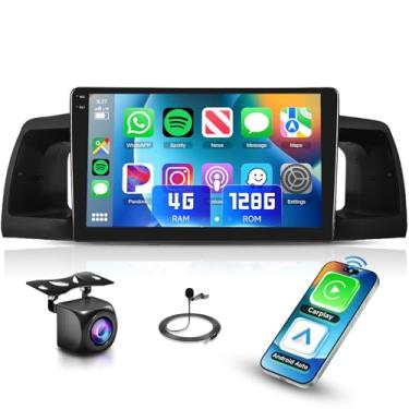 Imagem de Rádio estéreo 4G + 128G para Toyota Corolla EX 2005-2012, tela sensível ao toque HD de 22.9 cm na célula/Android 15/Wireless CarPlay/Android Auto/GPS/WiFi/5.0Bluetooth/FM/RDS/SWC/AHD