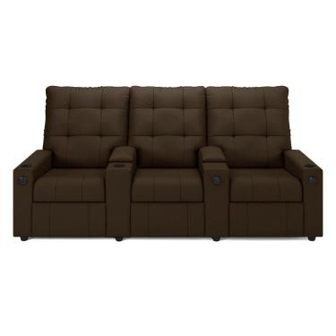 Imagem de Poltrona Reclinável Para Cinema Parma 3 Lugares Baú Usb Veludo Marrom Fh1 - D'rossi