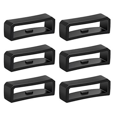 Imagem de SAVITA 6 pçs 22 mm pulseira para relógio de silicone, acessórios de anel fixador de pulseira de relógio de silicone para substituição de pulseira de relógio inteligente (preto)
