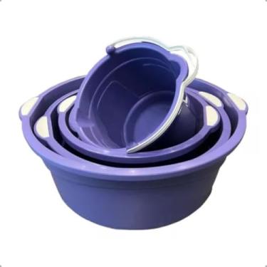 Imagem de Kit 3 Bacias + 1 Balde Multiuso Reforçado - Praticidade para Toda Casapara Lavar Roupa, Limpeza, Organização na Casa e Área de Serviço(Roxo)