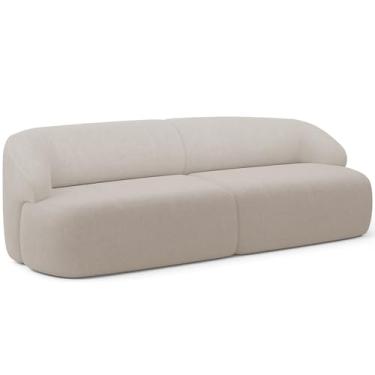 Imagem de Sofá 3 Lugares Curvo Orgânico Para Sala Living 250cm Barolo L06 Bouclê Bege - Lyam Decor
