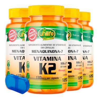 Imagem de Vitamina K2 - Menaquinona Unilife 120 Cápsulas 4un + Porta Cápsulas