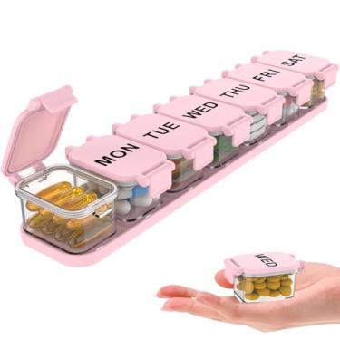 Imagem de Organizador semanal extra grande de comprimidos para 7 dias – caixa de comprimidos diária portátil com 7 compartimentos removíveis, suporte de vitaminas e organizador de medicamentos para suplementos