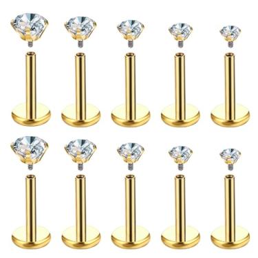 Imagem de Telooco Gold Labret Jewelry 18G Medusa Piercing Joias de aço inoxidável Anéis de nariz com rosca interna