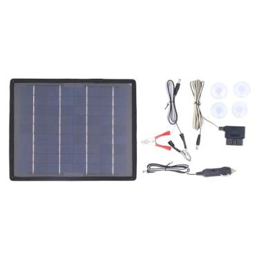 Imagem de Carregador de bateria de carro de painel solar 10W Silício monocristalino Carregador de bateria de energia de painel solar com plugue OBD braçadeira Cabo isqueiro para carros