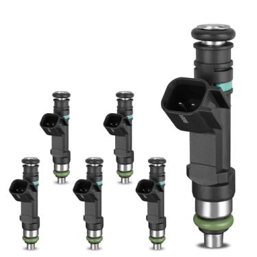 Imagem de HYR 4861667AA Conjunto de 6 injetores de combustível com 4 furos para Jeep Volkswagen Dodge Chrysler V6 3.3L 3.8L 2007-2011 Wrangler, 2009-2010 Routan, 2008-2010 Grand Caravan, 2008-2010 Town