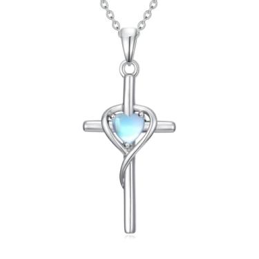 Imagem de IMZM Colar de pedra da lua para mulheres, coração, infinito, árvore da vida, pingente de cruz, joia de pedra da lua, presente de aniversário para esposa, namorada, mãe, ela, Large, Base, Sem Pedra