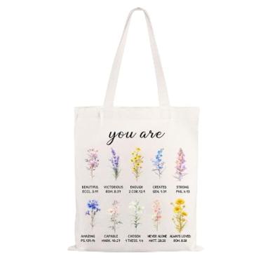 Imagem de Sacola de lona com flores para mulheres, presentes cristãos, para adultos, mulheres, presente de batismo, confirmação de primeira comunhão, cesta de Páscoa, presentes para meninas