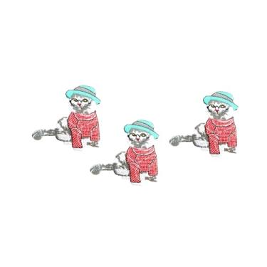 Imagem de PLpatch Patches de gatinho fofo animal gato animal de estimação logotipo bonito desenho animado 1 adesivos costurar ferro em aplique bordado emblema emblema emblema roupa fantasia (CAT-No.4), pequeno