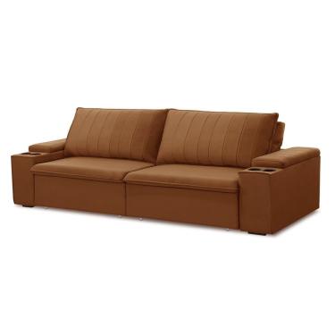 Imagem de Sofá Retrátil E Reclinável 4 Lugares 245cm Com Porta Copos Ballarat Terracota