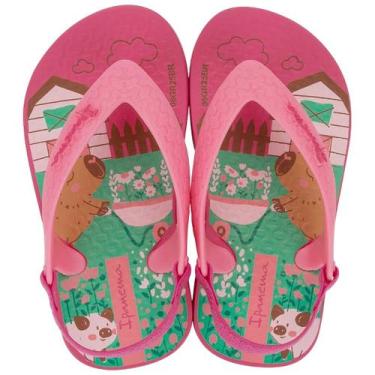 Imagem de Chinelo Infantil Menina Dia a Dia Elastico Ipanema Kids, Rosa, Verde, 