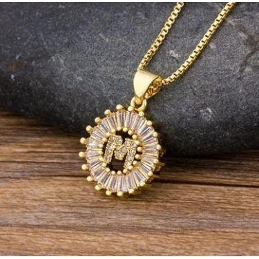 Imagem de Colar Dourado Letra Inicial Strass Brilhante Nome - DCXAM