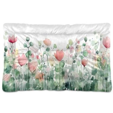 Imagem de SEHANY Cama para cães e gatos com flores silvestres coloridas com fundo antiderrapante, cama de canil, colchão macio para animais de estimação, lavável para cães pequenos, médios e grandes, gatos