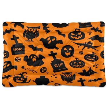 Imagem de SEHANY Cama de cachorro fantasma Halloween Boo Cama de gato com fundo antiderrapante, cama de canil, colchão macio para animais de estimação, lavável para cães pequenos, médios e grandes, gatos, 61 x