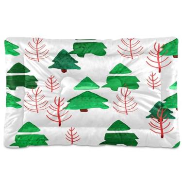 Imagem de SEHANY Cama de árvore de Natal em aquarela para cães e gatos com fundo antiderrapante, caixa de canil, colchão macio para animais de estimação, lavável para cães pequenos, médios e grandes, gatos, 91