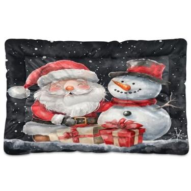 Imagem de SEHANY Cama de Natal para cães de Papai Noel, cama de gato com fundo antiderrapante, cama de canil, colchão macio para animais de estimação, lavável para cães pequenos, médios e grandes, gatos, 91 x