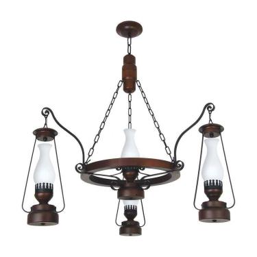 Imagem de Lustre Lampião Envelhecido 4 Lâmpadas 884E - Luminárias Müller