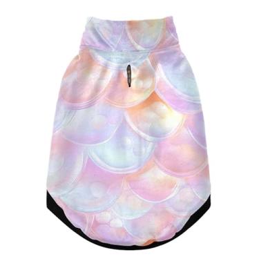 Imagem de SEHANY Casaco de cachorro com escama de peixe arco-íris para cães pequenos, superquente à prova de vento, jaqueta de inverno macia e aconchegante para clima de neve fria com coleira para animais de