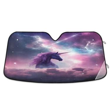 Imagem de ATTX Para-brisa Galaxy Horse Car Para-brisa 144.8 cm x 80.0 cm Escudo Solar Universal com Proteção UV, Persiana de Janela Frontal Auto Dobrável para Sedans SUVs Caminhões #508