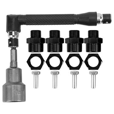Imagem de SIWOTED Adaptador de conversão de cubo hexagonal de roda de 12 mm a 17 mm Tomada Conjunto de chave inglesa para carros 1/10 1/8 RC (Preta)