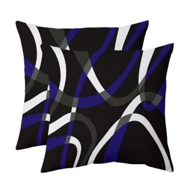 Imagem de weesire Conjunto de 2 capas de almofada listradas modernas para sala de estar, decoração de casa, arte abstrata, decoração de casa, arte abstrata, fronhas decorativas para ambientes externos, 45,72 cm