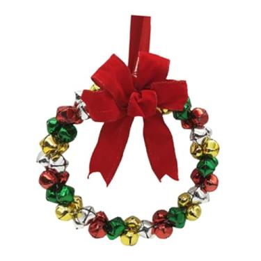 Imagem de oshhni Guirlanda de Natal com Sino, Pequeno Enfeite Decorativo com Laço, Ideal para Lareira Externa, Janela ou Parede, Style D