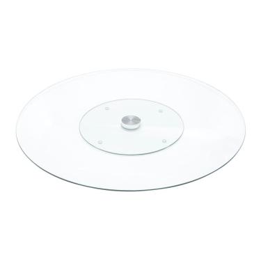 Imagem de Centro de Mesa Multiuso de Vidro Temperado Giratório Redondo 30x2,5cm Wolff
