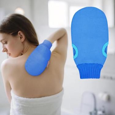 Imagem de Pacote com 1 luva esfoliante suave, luvas de chuveiro para uso diário, esfregão corporal para mulheres e homens, design multicolorido, esfoliantes corporais para uso no chuveiro (azul)