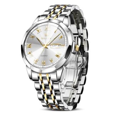 Imagem de OLEVS Relógio masculino à prova d'água com data e dia, analógico, quartzo, casual, número, clássico, luxuoso, escalas luminosas, 41 mm, rosto grande, fácil leitura, Reloj para Hombre, Relógio