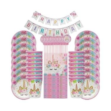 Imagem de Decorações De Festa De Aniversário De Unicórnio Para Meninas, Pratos, 